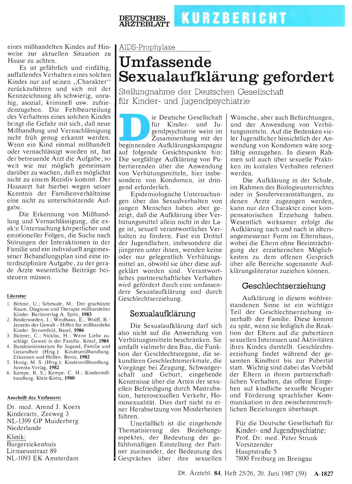 Vorschauseite 1: AIDS-Prophylaxe - Umfassende Sexualaufklärung gefordert