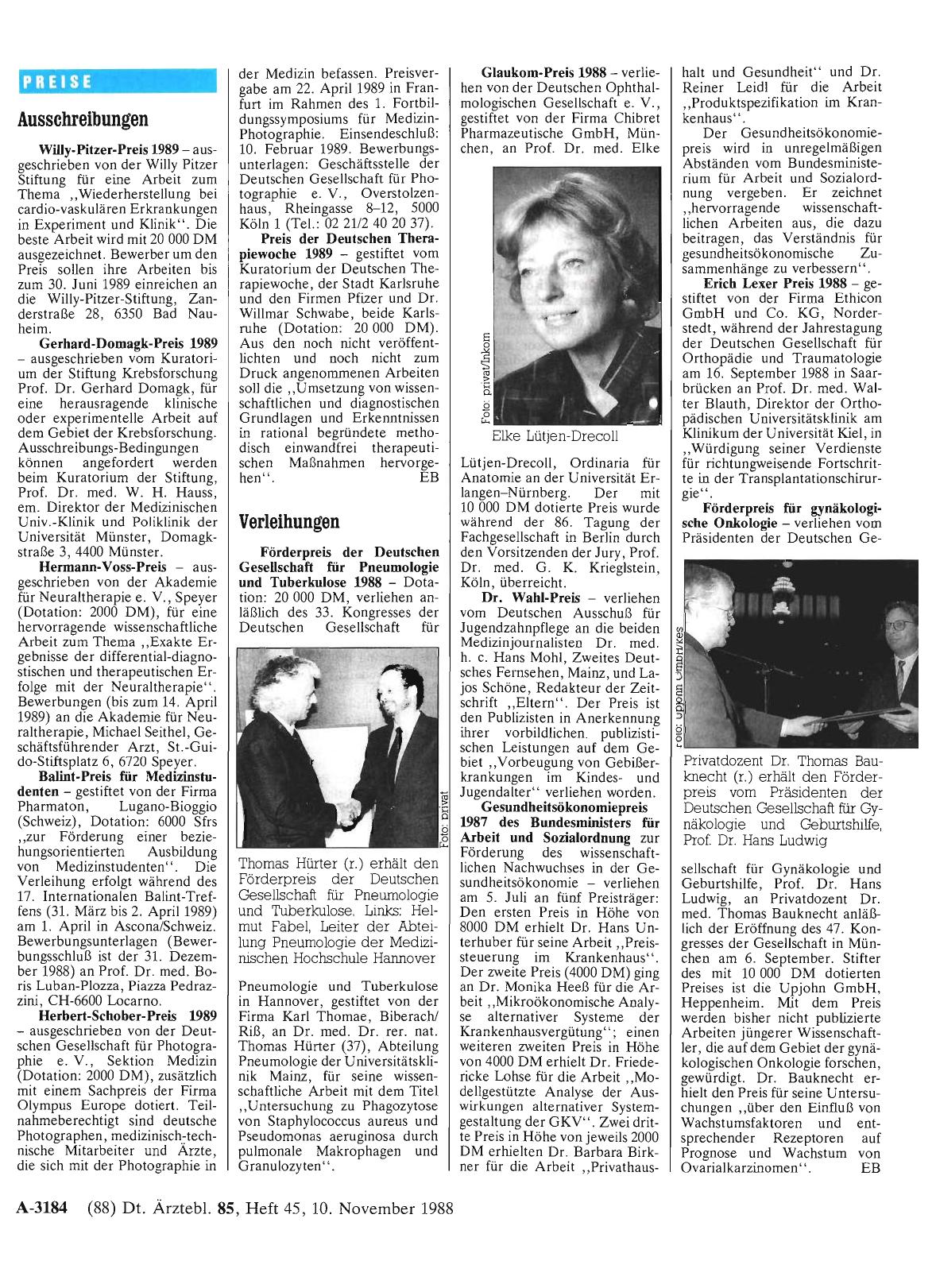 Vorschauseite 1: PREISE: Verleihungen
