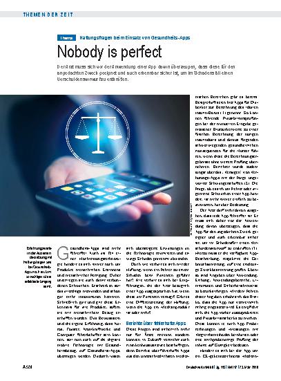 Vorschauseite 1: Haftungsfragen beim Einsatz von Gesundheits-Apps: Nobody is perfect