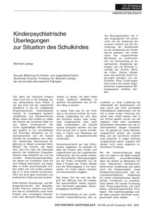 Vorschauseite 1: Kinderpsychiatrische Überlegungen zur Situation des Schulkindes