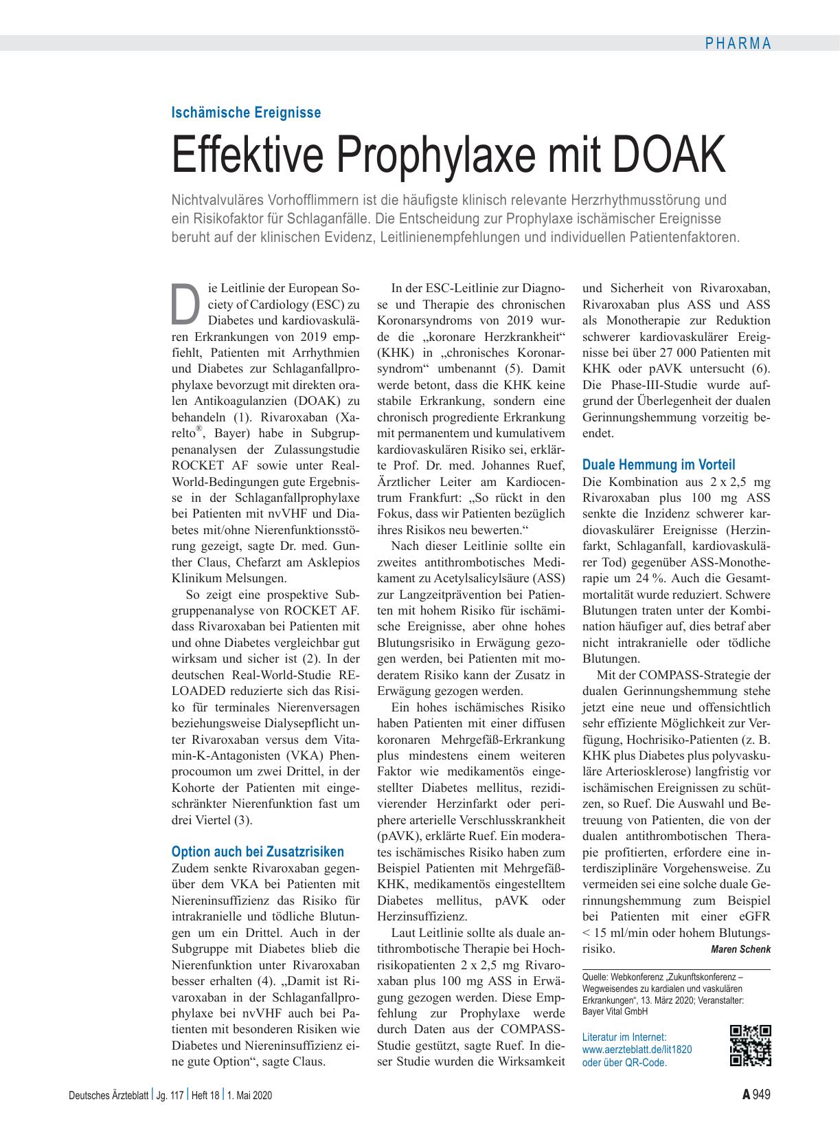 Vorschauseite 1: Ischämische Ereignisse: Effektive Prophylaxe mit DOAK