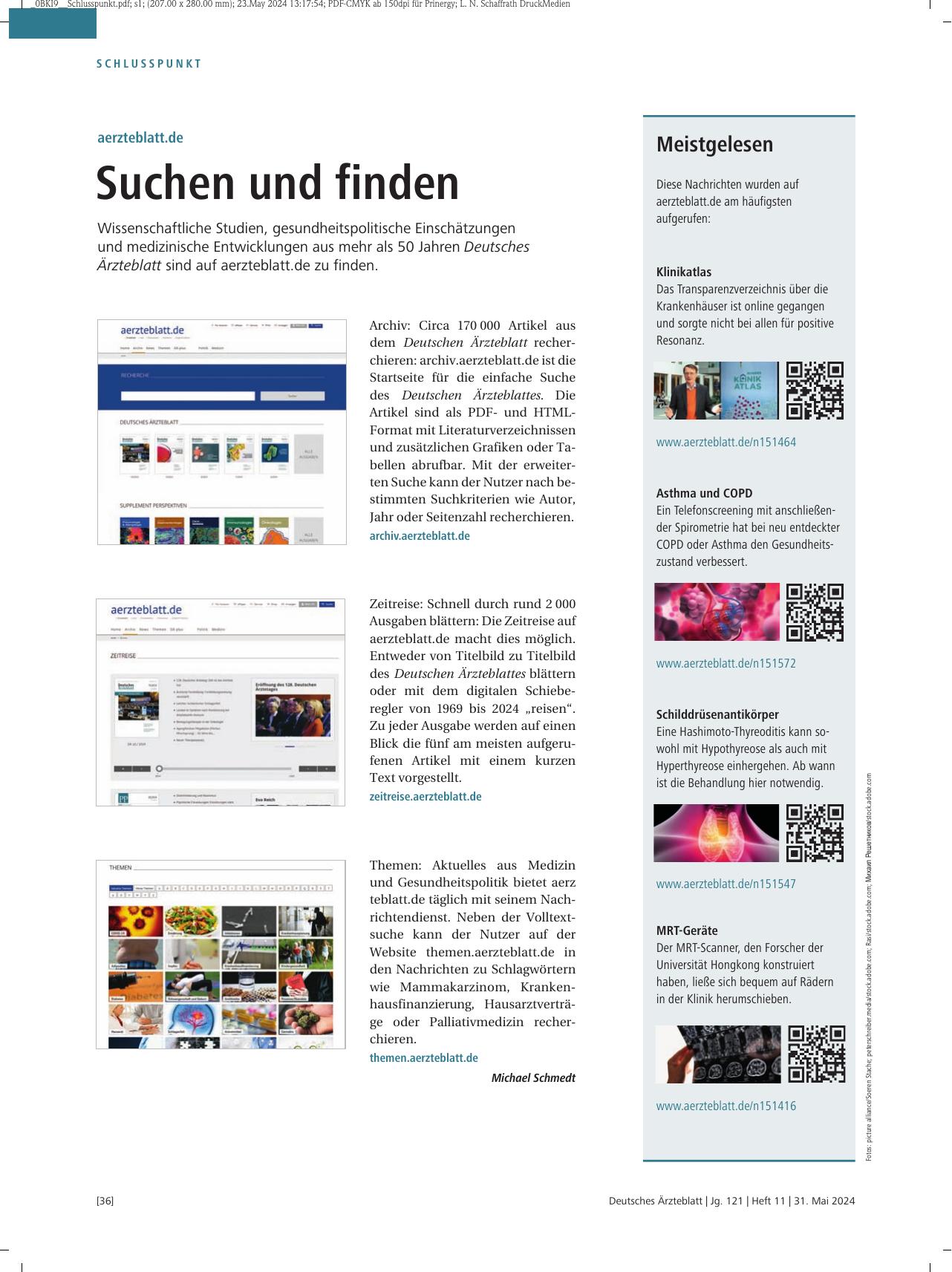 Vorschauseite 1: Ärzteblatt.de: Suchen und finden