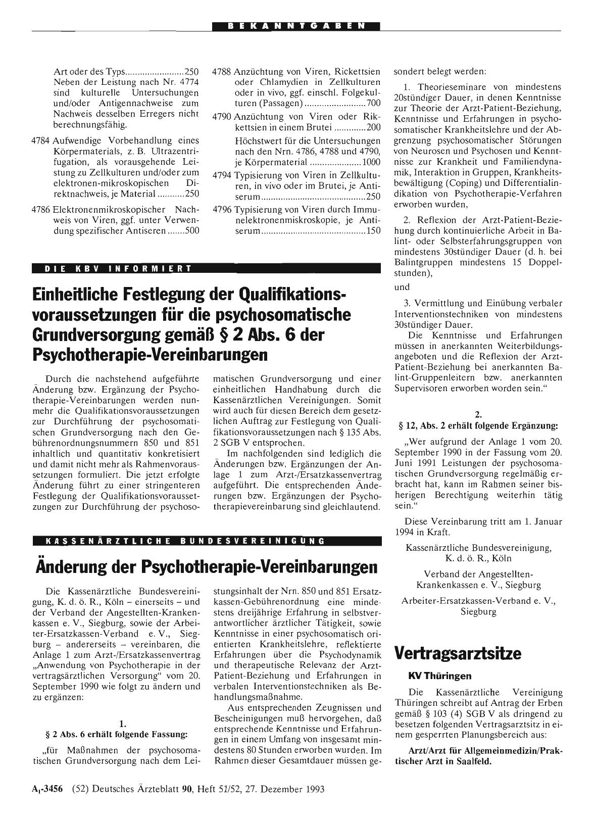 Vorschauseite 1: Änderung der Psychotherapie-Vereinbarungen