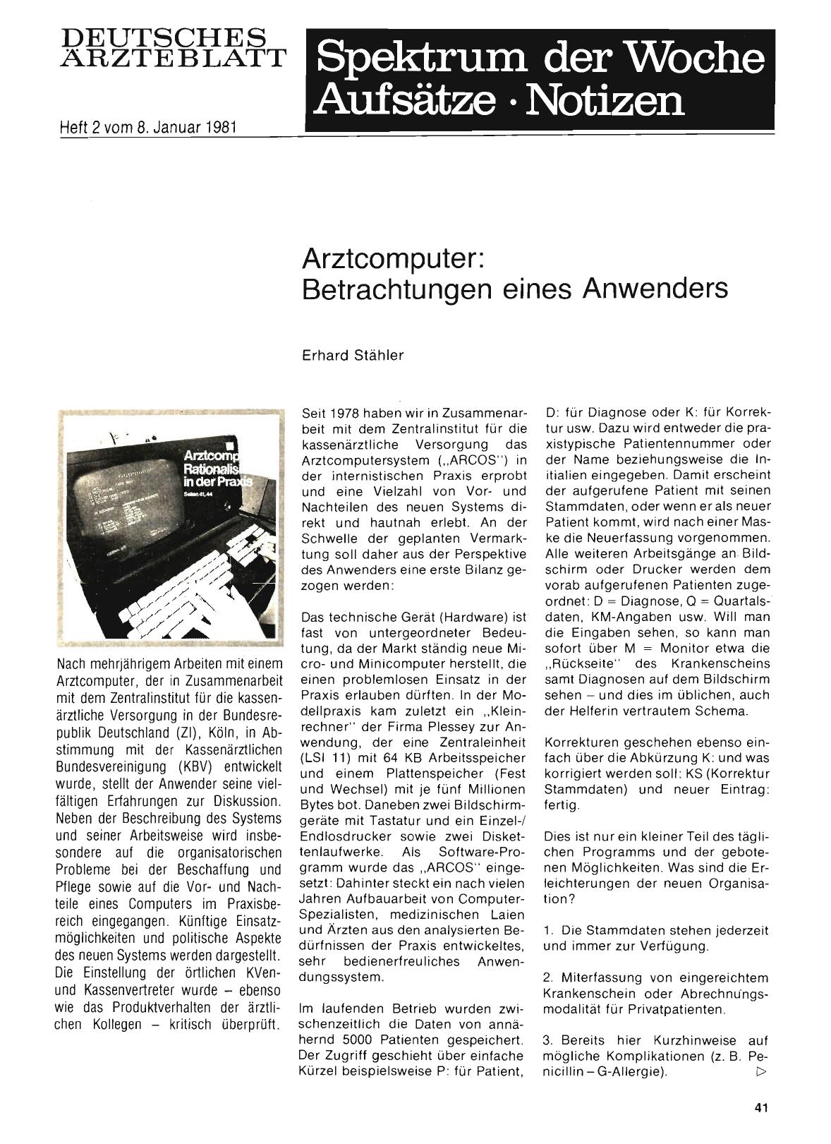 Vorschauseite 1: Arztcomputer: Betrachtungen eines Anwenders