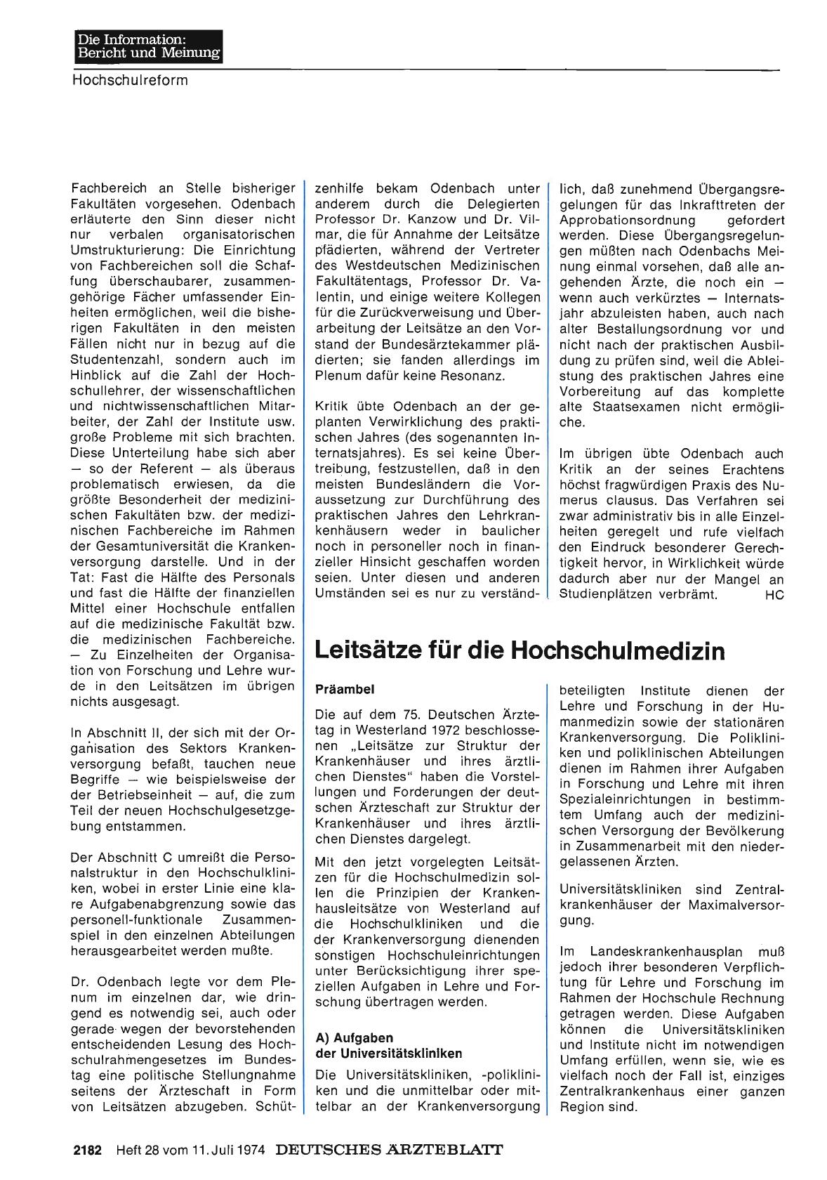 Vorschauseite 1: Leitsätze für die Hochschulmedizin