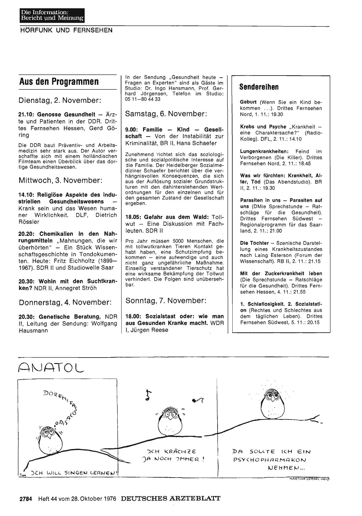 Vorschauseite 1: Aus den Programmen