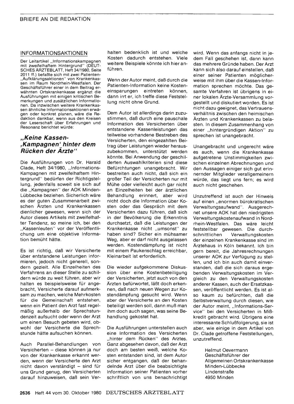 Vorschauseite 1: INFORMATIONSAKTIONEN: „Keine Kassen- ‚Kampagnen' hinter dem Rücken der Ärzte“