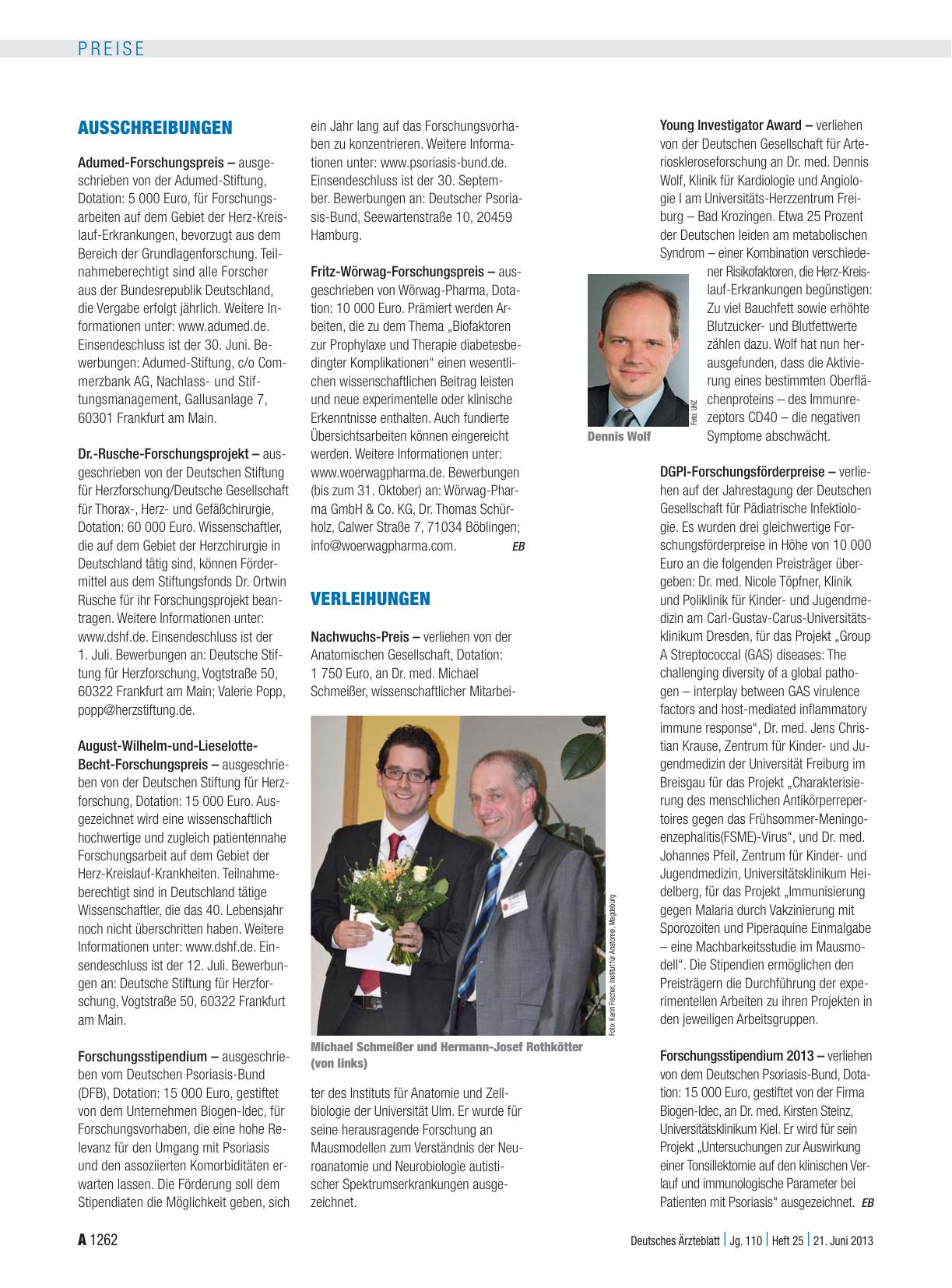 Vorschauseite 1: Verleihungen