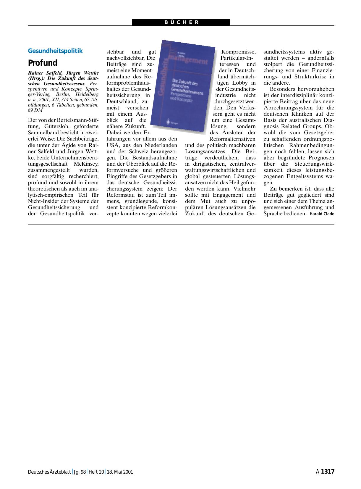 Vorschauseite 1: Zukunft des deutschen Gesundheitswesens