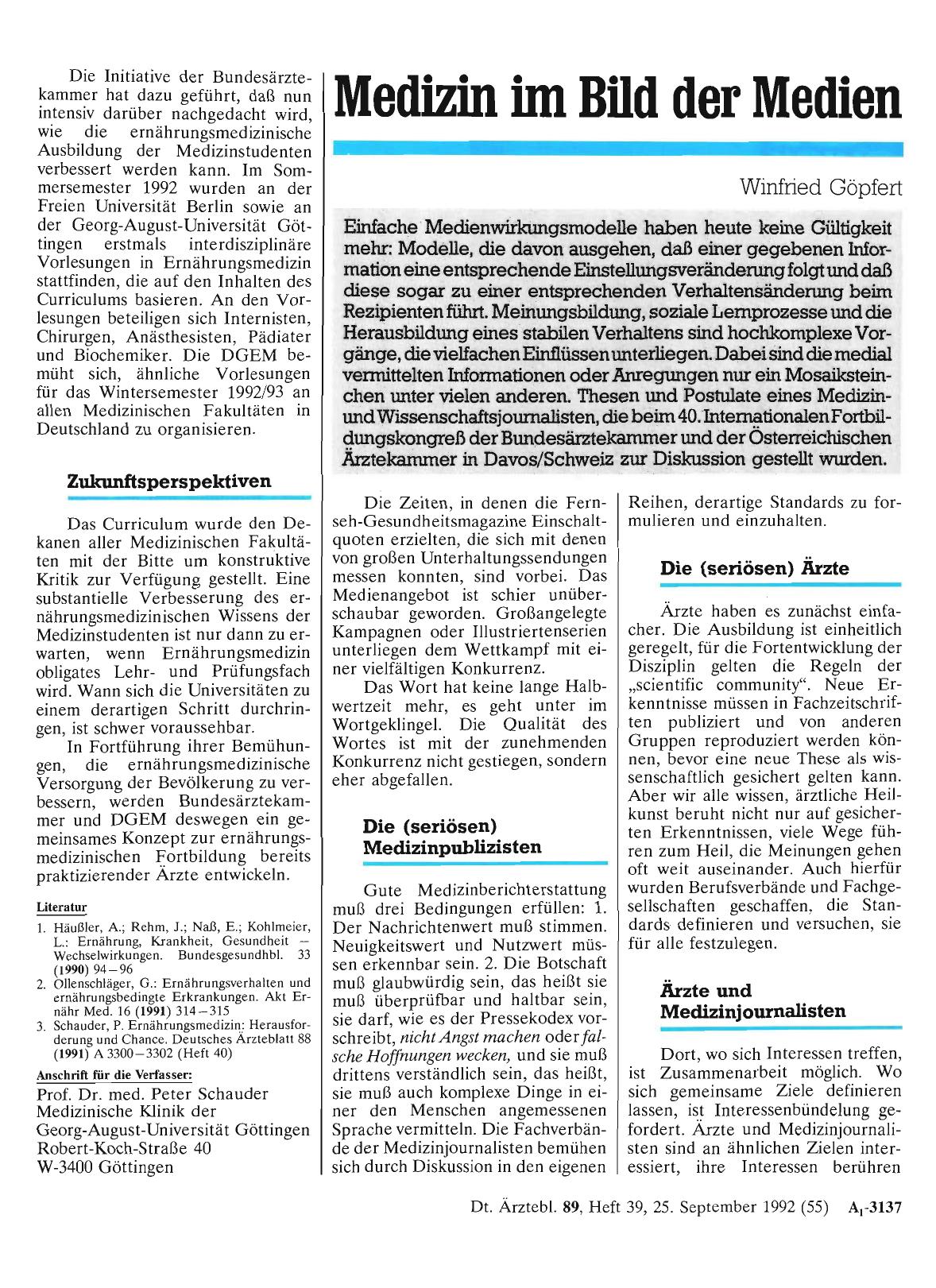 Vorschauseite 1: Medizin im Bild der Medien