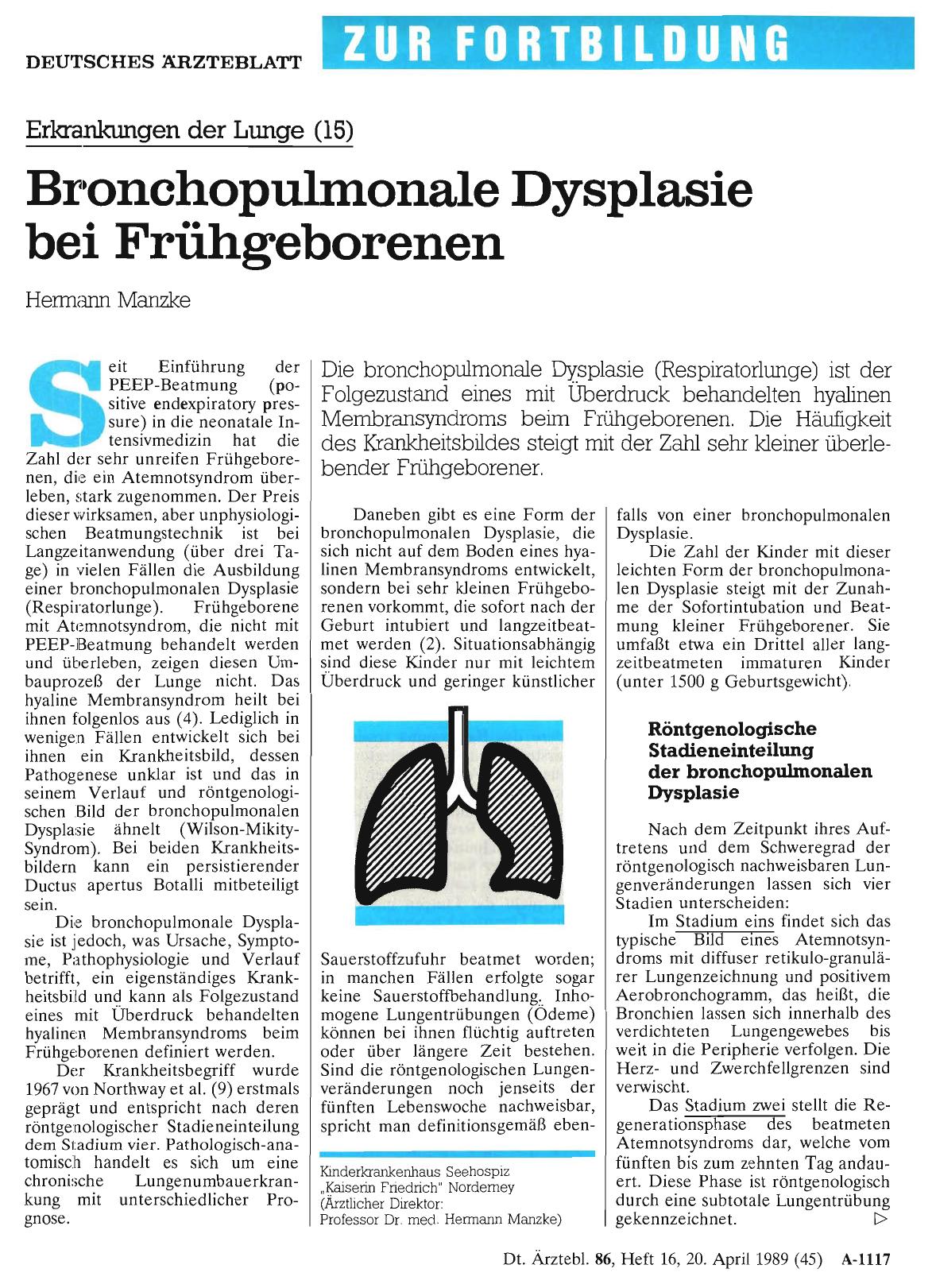 Vorschauseite 1: Bronchopulmonale Dysplasie bei Frühgeborenen
