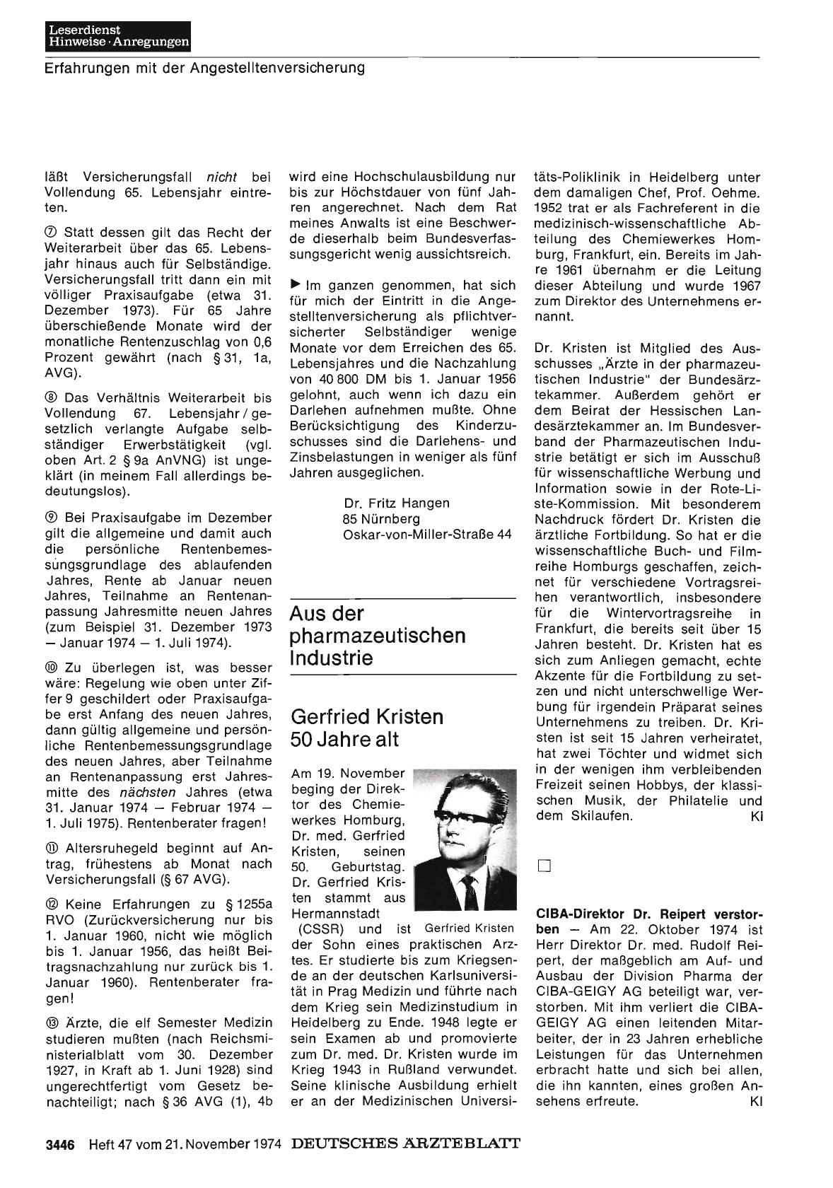 Vorschauseite 1: Aus der pharmazeutischen Industrie