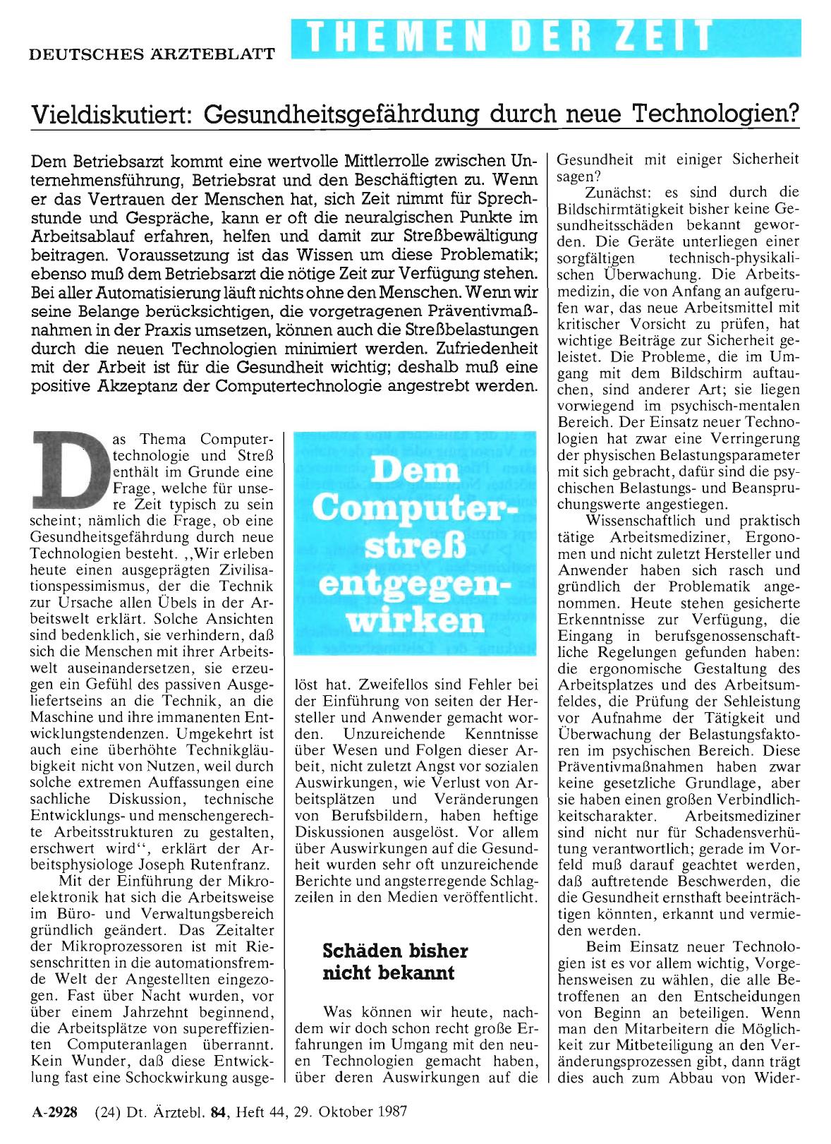Vorschauseite 1: Dem Computerstreß entgegenwirken