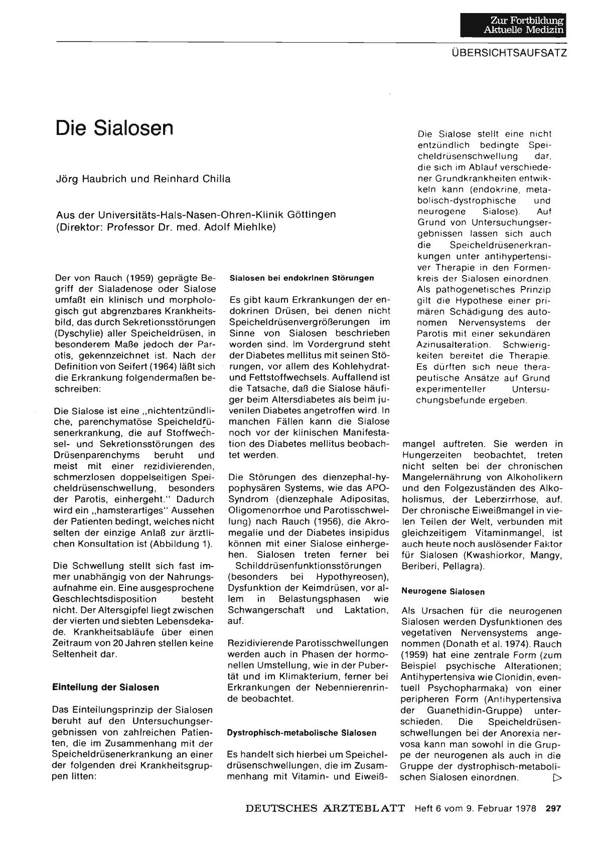Vorschauseite 1: Die Sialosen