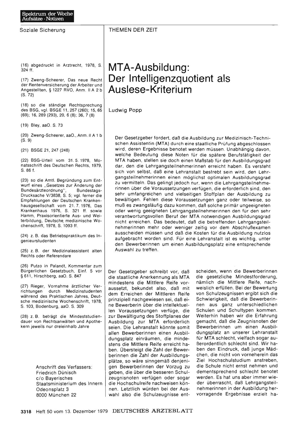 Vorschauseite 1: MTA-Ausbildung: Der Intelligenzquotient als Auslese-Kriterium