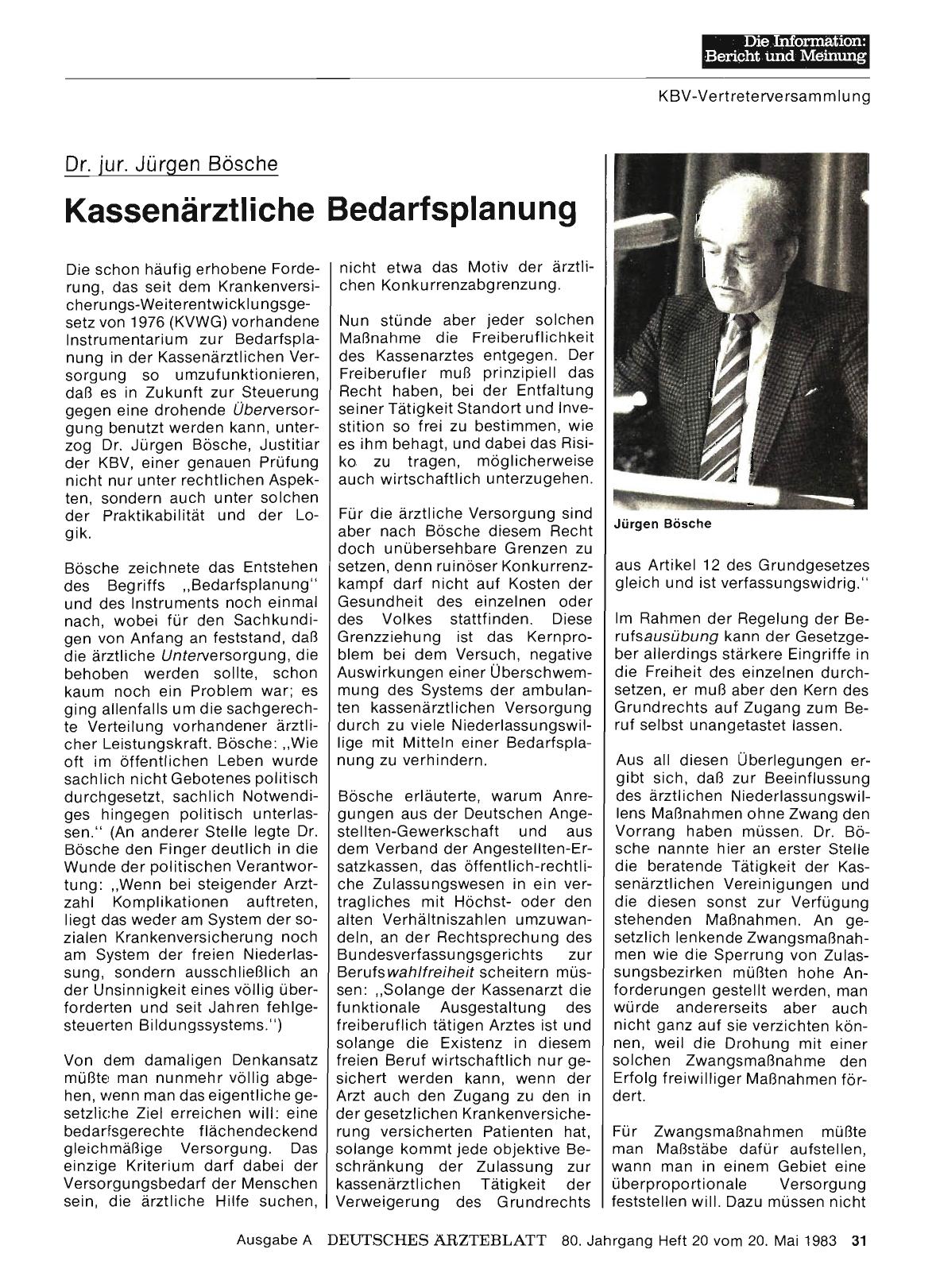Vorschauseite 1: Dr. jur. Jürgen Bösche: Kassenärztliche Bedarfsplanung