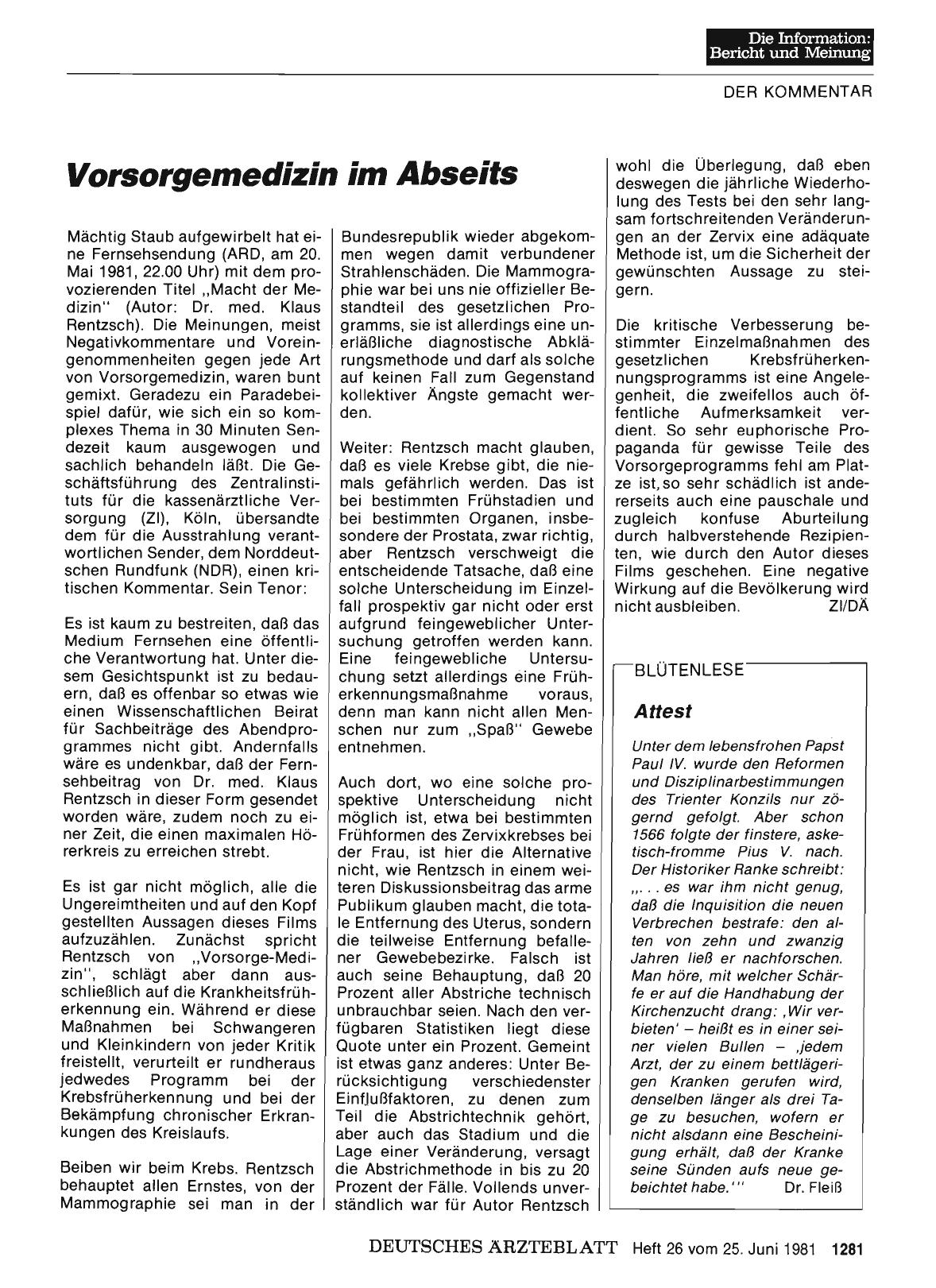 Vorschauseite 1: Vorsorgemedizin im Abseits