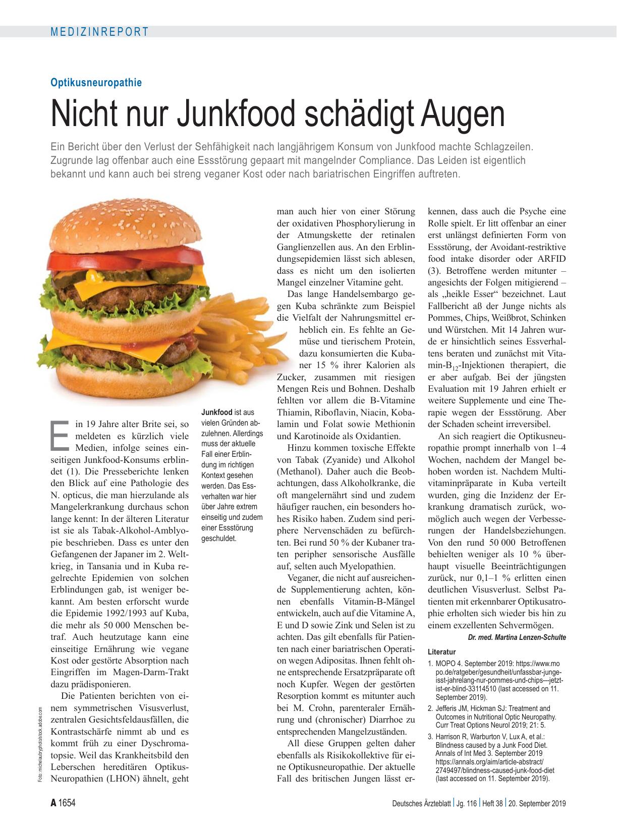 Vorschauseite 1: Optikusneuropathie: Nicht nur Junkfood schädigt Augen
