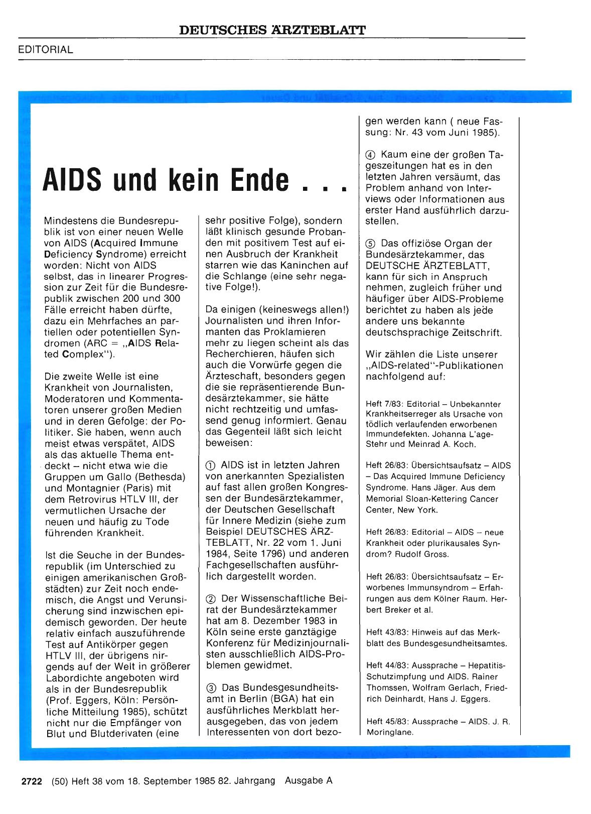 Vorschauseite 1: AIDS und kein Ende. ..