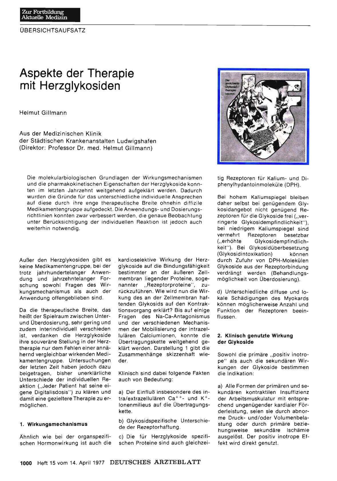 Vorschauseite 1: Aspekte der Therapie mit Herzglykosiden