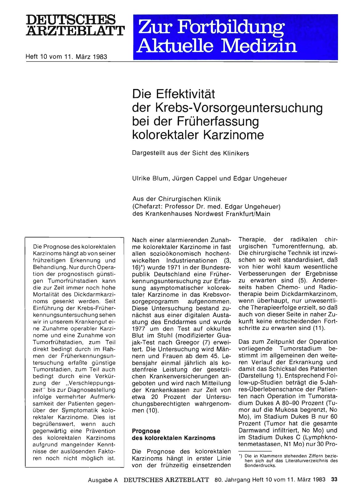 Vorschauseite 1: Die Effektivität der Krebs-Vorsorgeuntersuchung bei der Früherfassung kolorektaler Karzinome