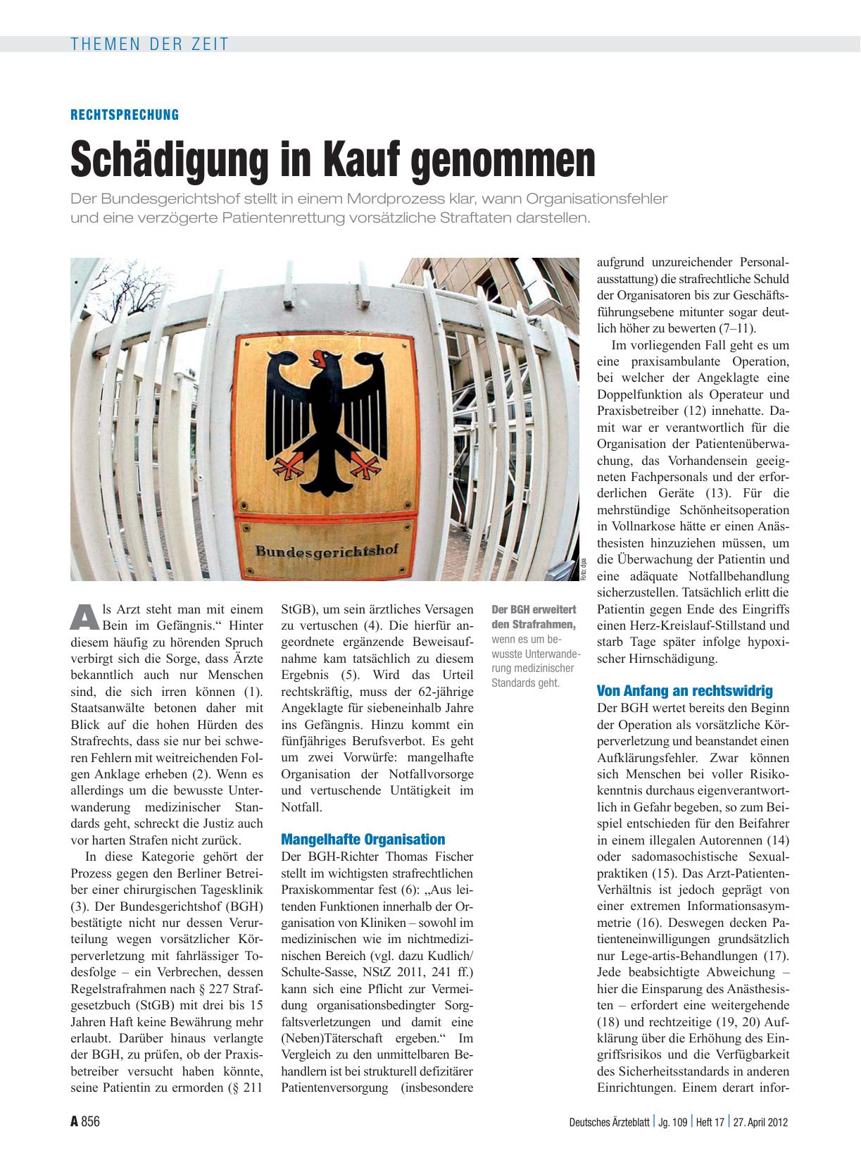 Vorschauseite 1: Rechtsprechung: Schädigung in Kauf genommen