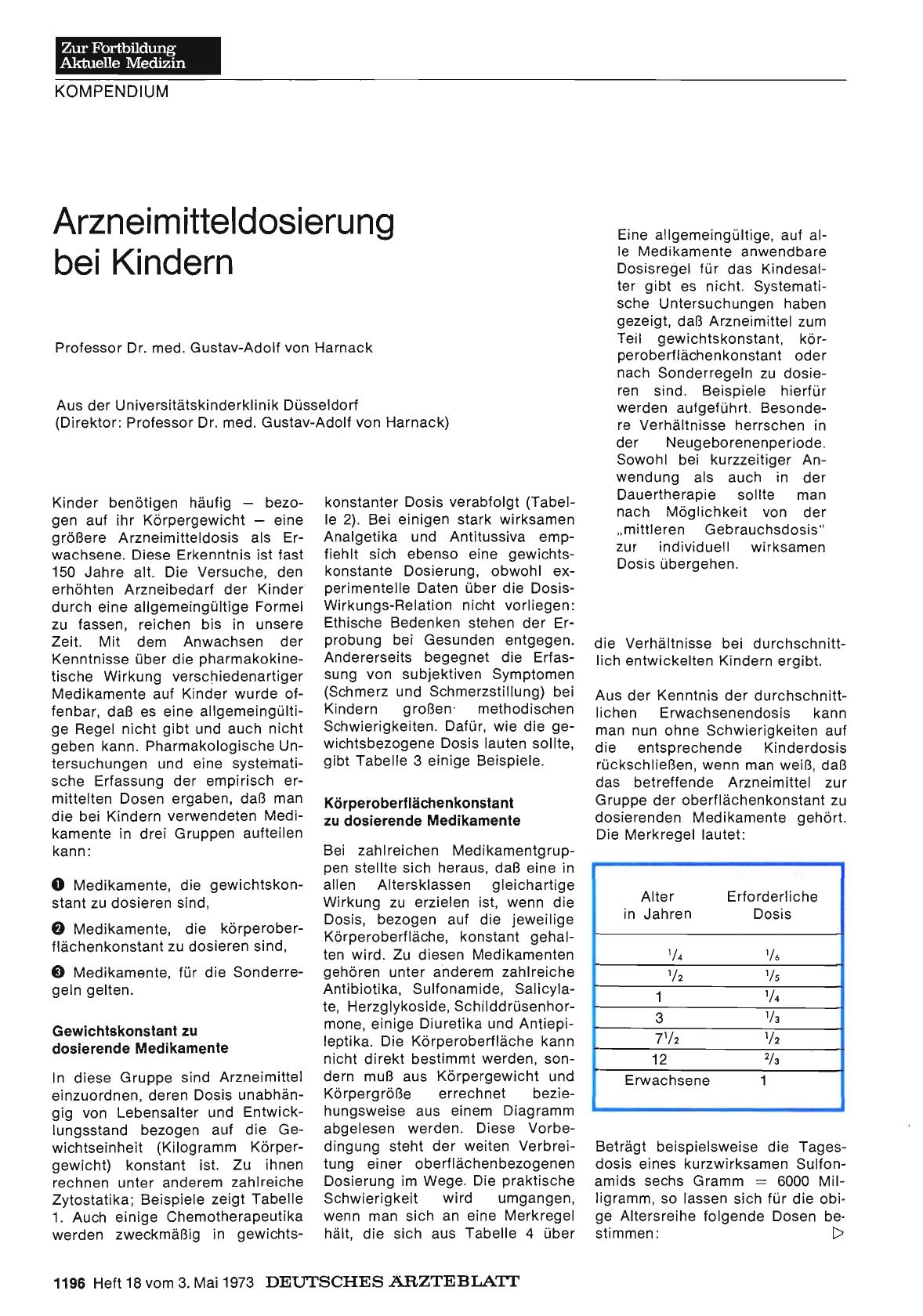 Vorschauseite 1: Arzneimitteldosierung bei Kindern