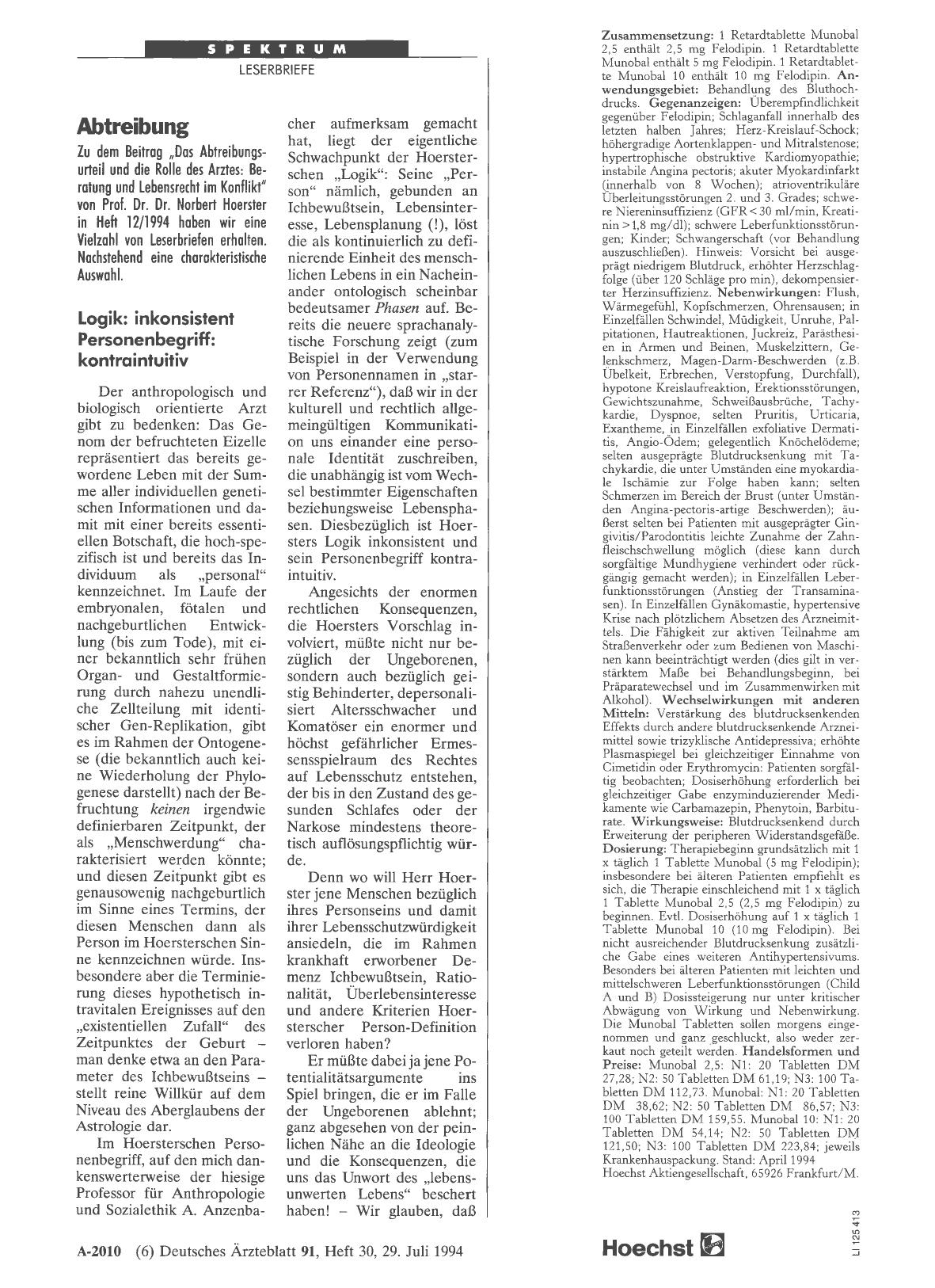 Vorschauseite 1: Abtreibung: Logik: inkonsistent Personenbegriff: kontraintuitiv