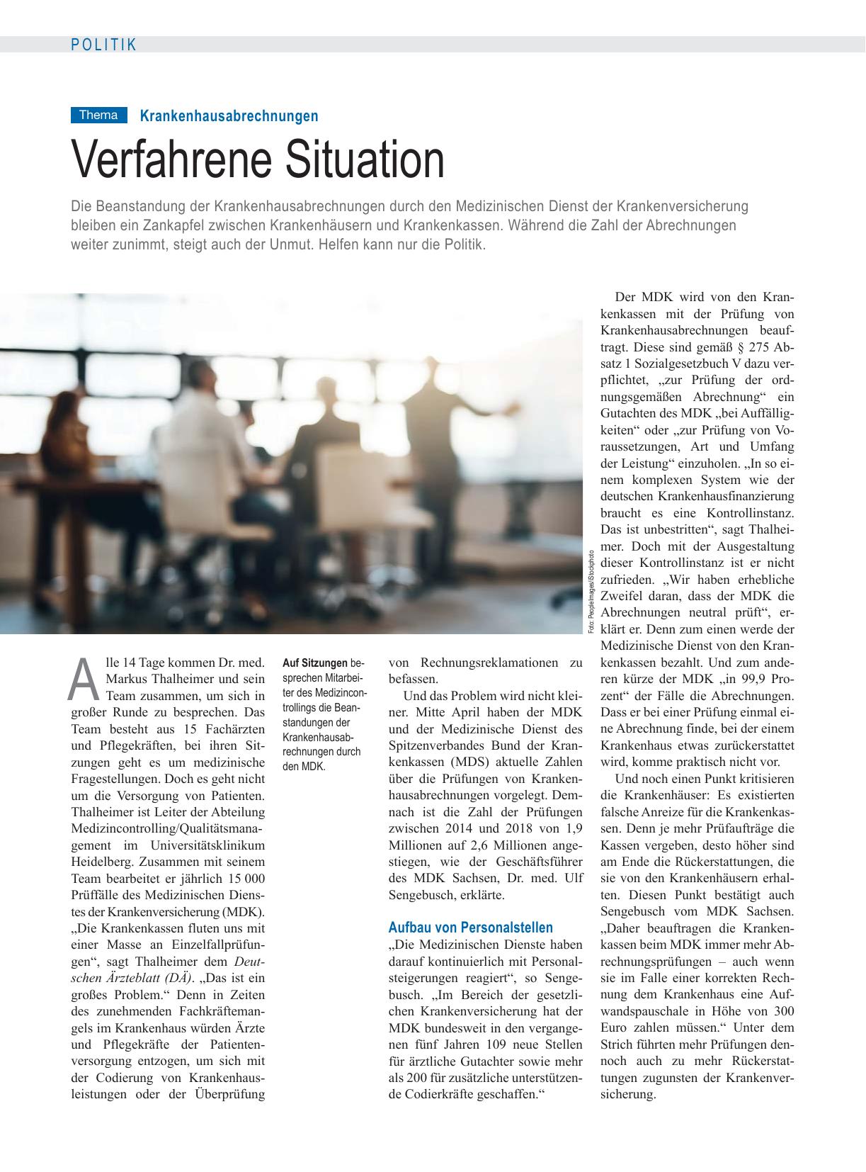 Vorschauseite 1: Krankenhausabrechnungen: Verfahrene Situation