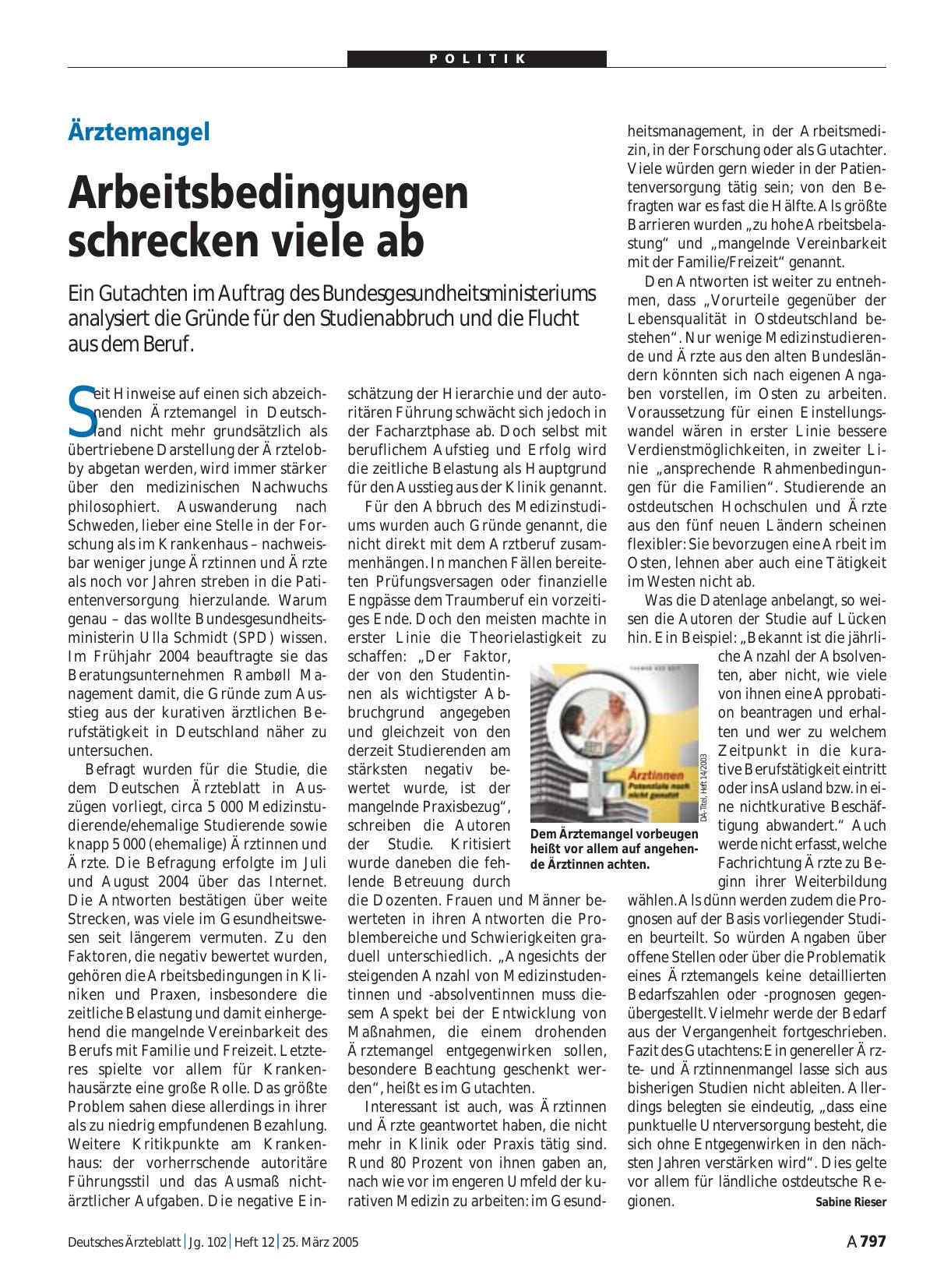 Vorschauseite 1: Ärztemangel: Arbeitsbedingungen schrecken viele ab