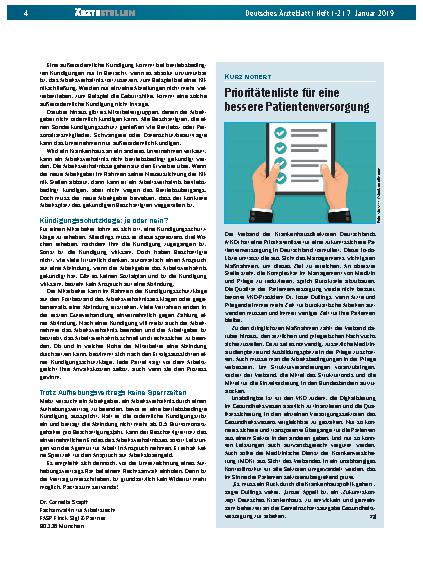 Vorschauseite 1: Prioritätenliste für eine bessere Patientenversorgung