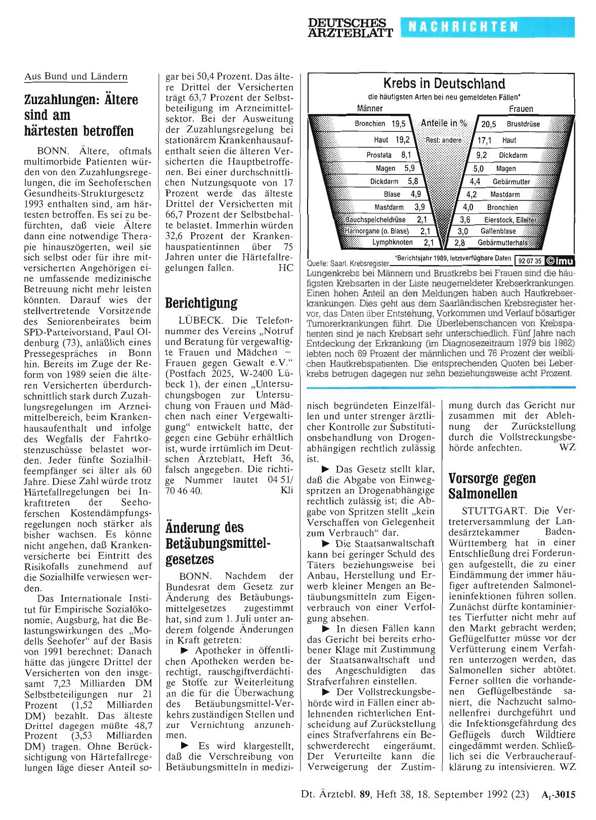 Vorschauseite 1: Krebs in Deutschland