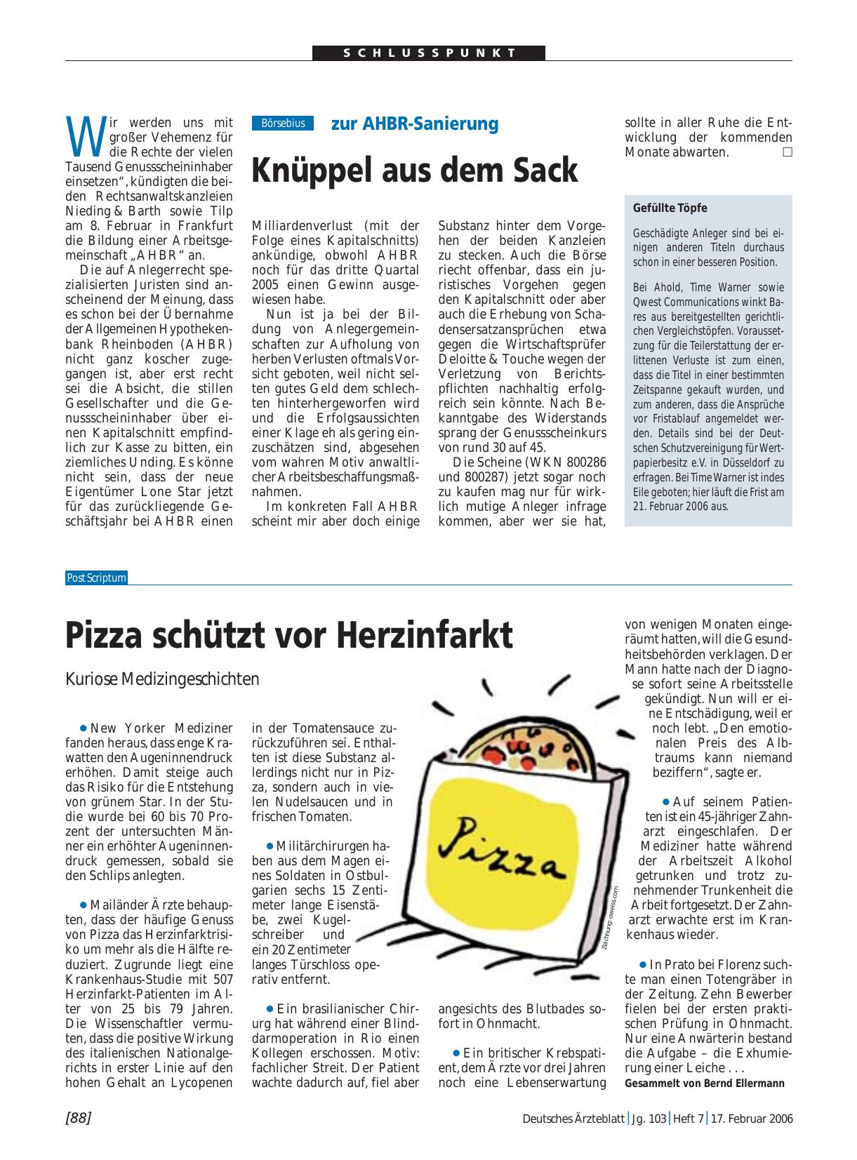 Vorschauseite 1: zur AHBR-Sanierung: Knüppel aus dem Sack