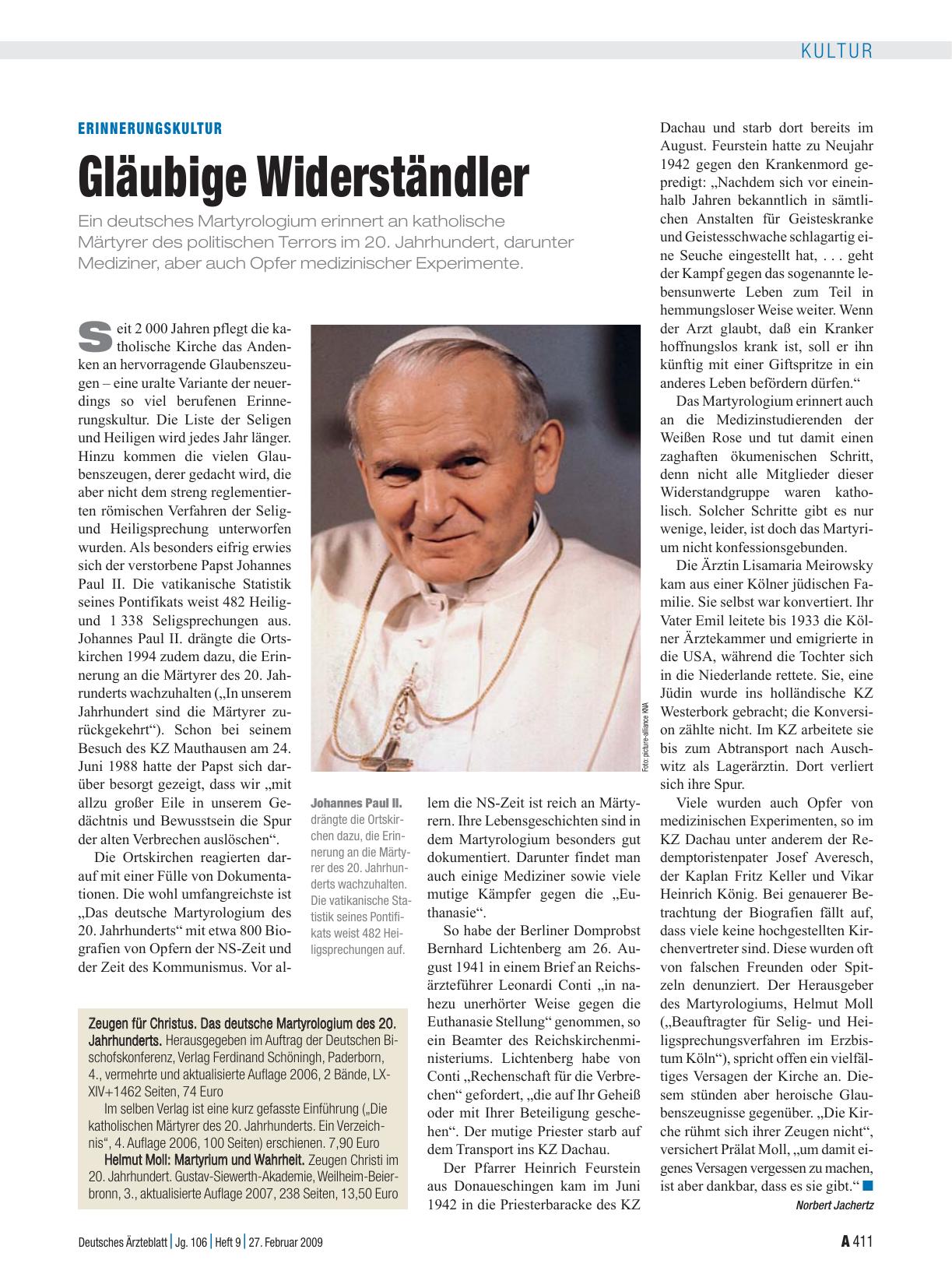 Vorschauseite 1: Erinnerungskultur: Gläubige Widerständler