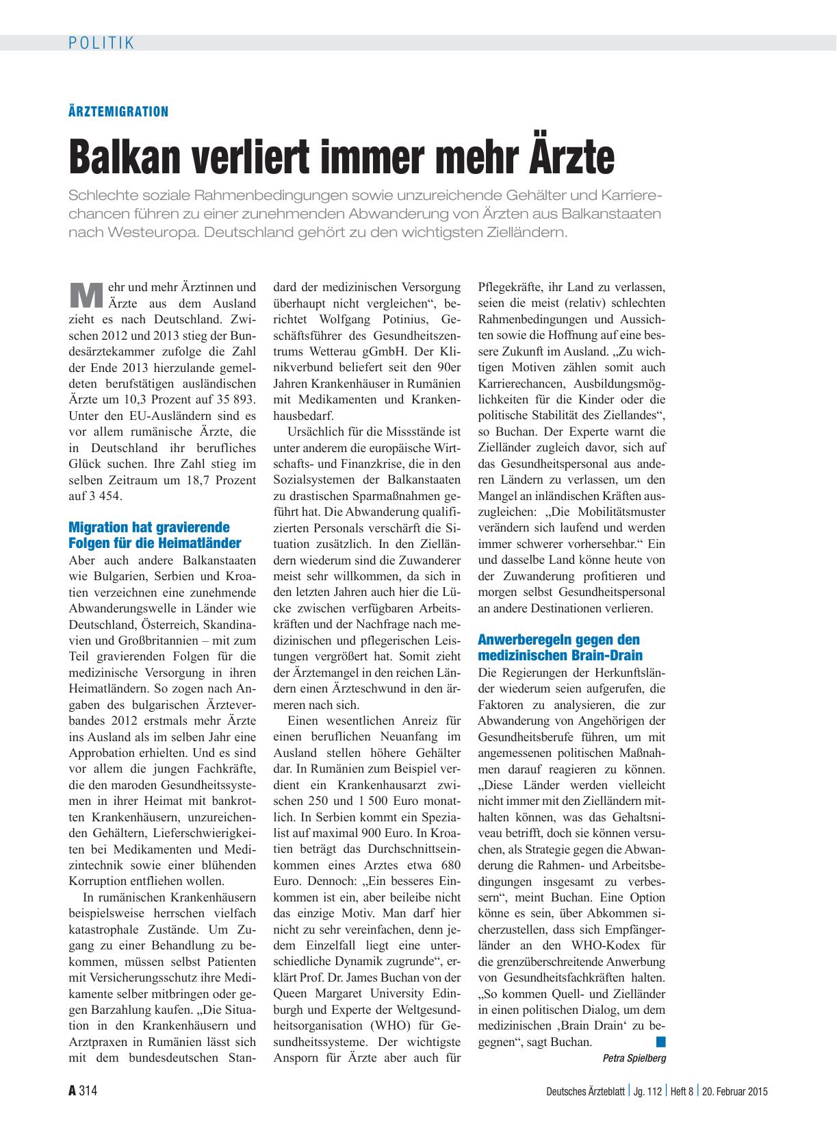 Vorschauseite 1: Ärztemigration: Balkan verliert immer mehr Ärzte
