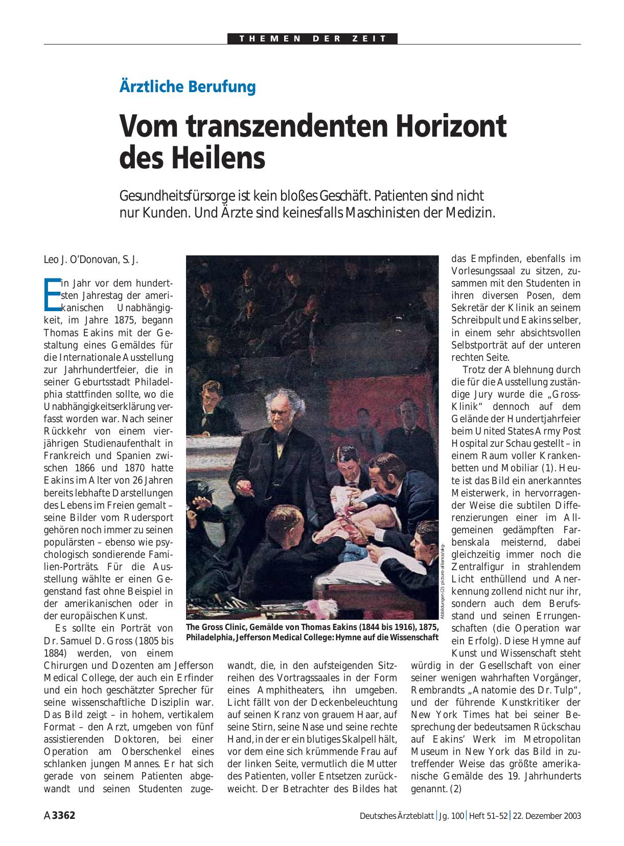 Vorschauseite 1: Ärztliche Berufung: Vom transzendenten Horizont des Heilens