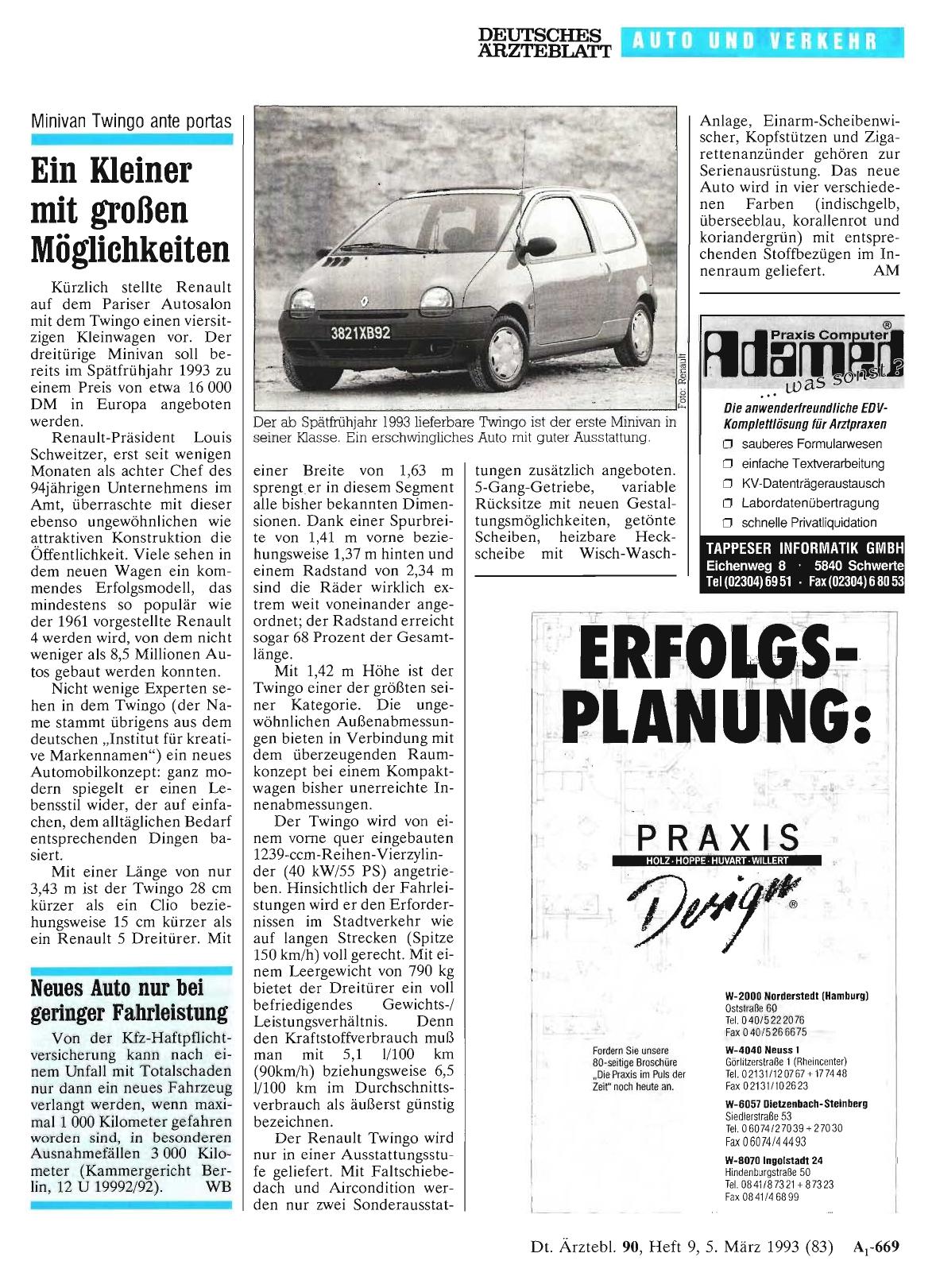 Vorschauseite 1: Minivan Twingo ante portas: Ein Kleiner mit großen Möglichkeiten