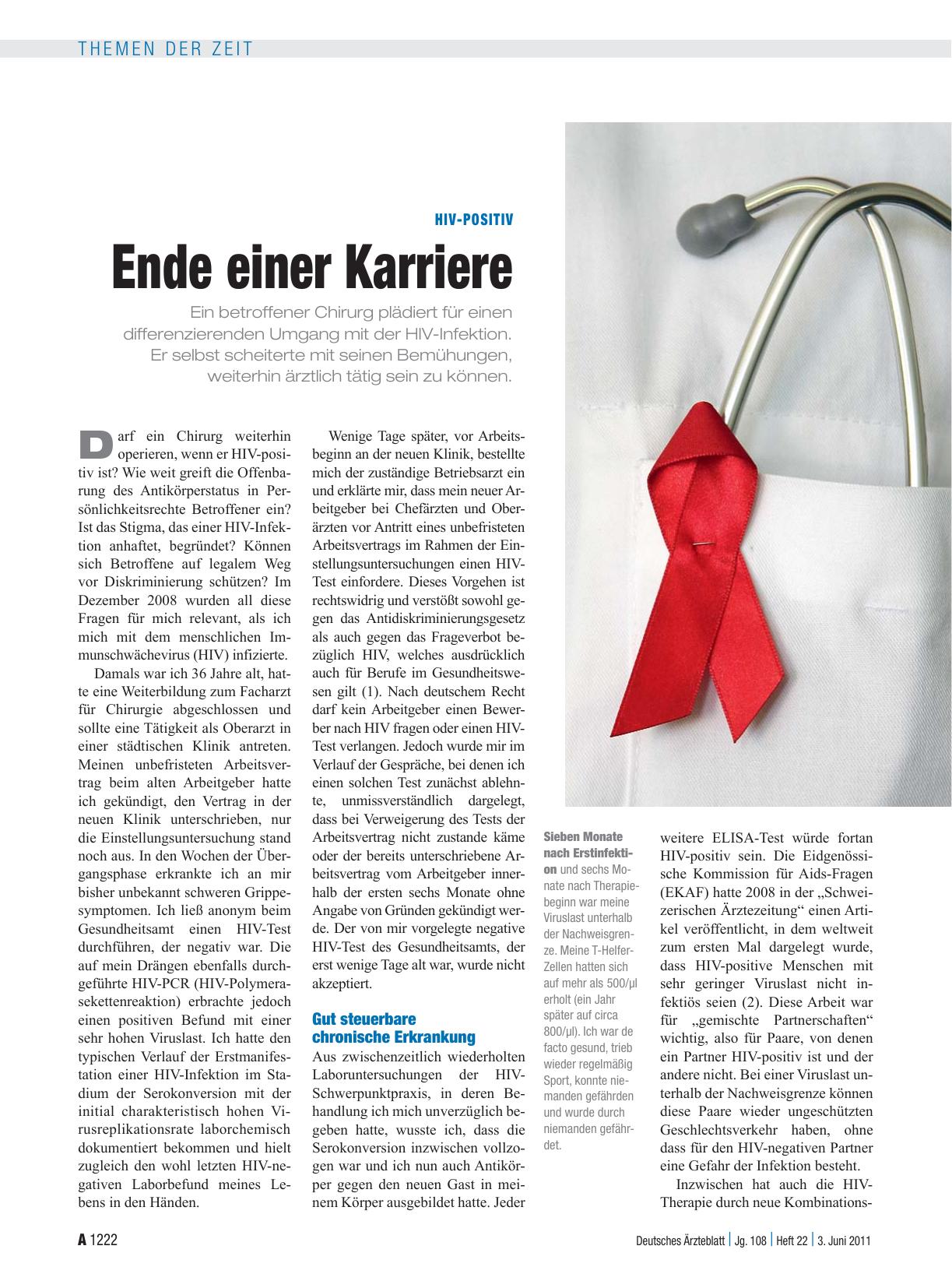 Vorschauseite 1: HIV-positiv: Ende einer Karriere
