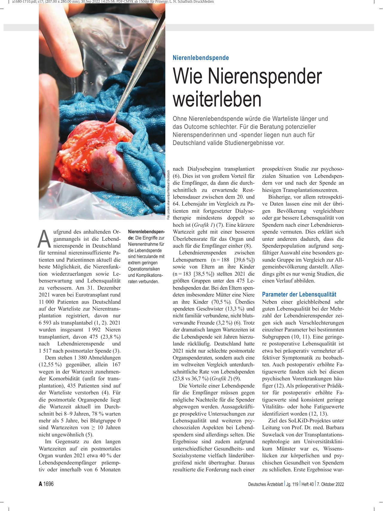 Vorschauseite 1: Nierenlebendspende: Wie Nierenspender weiterleben