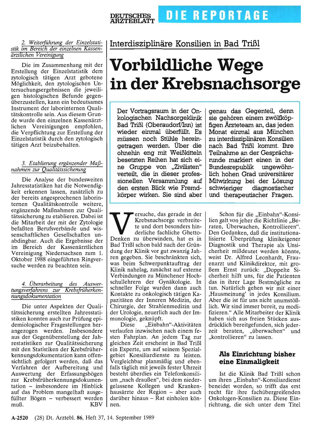 Vorschauseite 1: Interdisziplinäre Konsilien in Bad Trißl: Vorbildliche Wege in der Krebsnachsorge