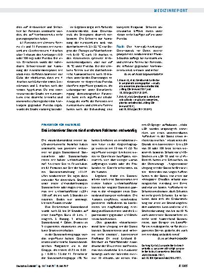 Vorschauseite 1: Prävention von Hautkrebs: Bei intensiver Sonne sind mehrere Faktoren notwendig