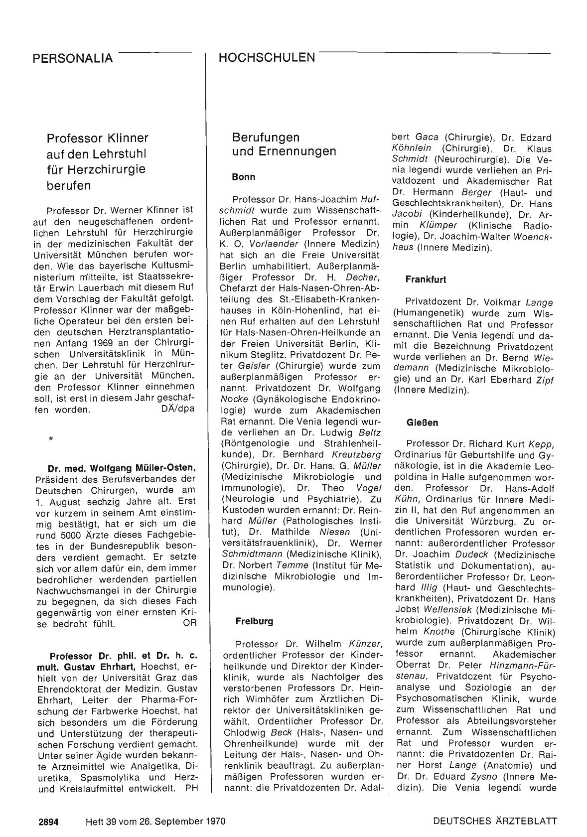 Vorschauseite 1: Berufungen und Ernennungen