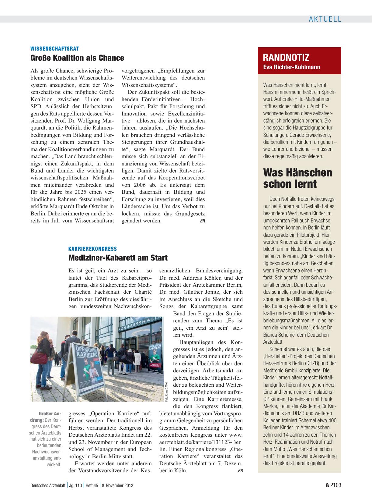 Vorschauseite 1: Karrierekongress: Mediziner-Kabarett am Start