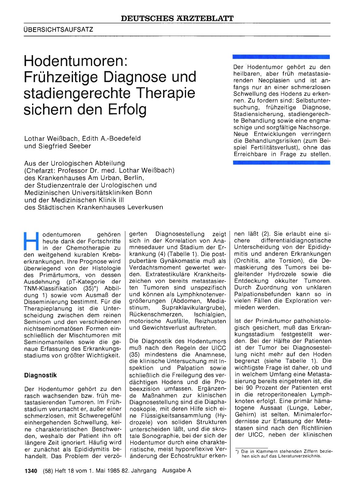 Vorschauseite 1: Hodentumoren: Frühzeitige Diagnose und stadiengerechte Therapie sichern den Erfolg