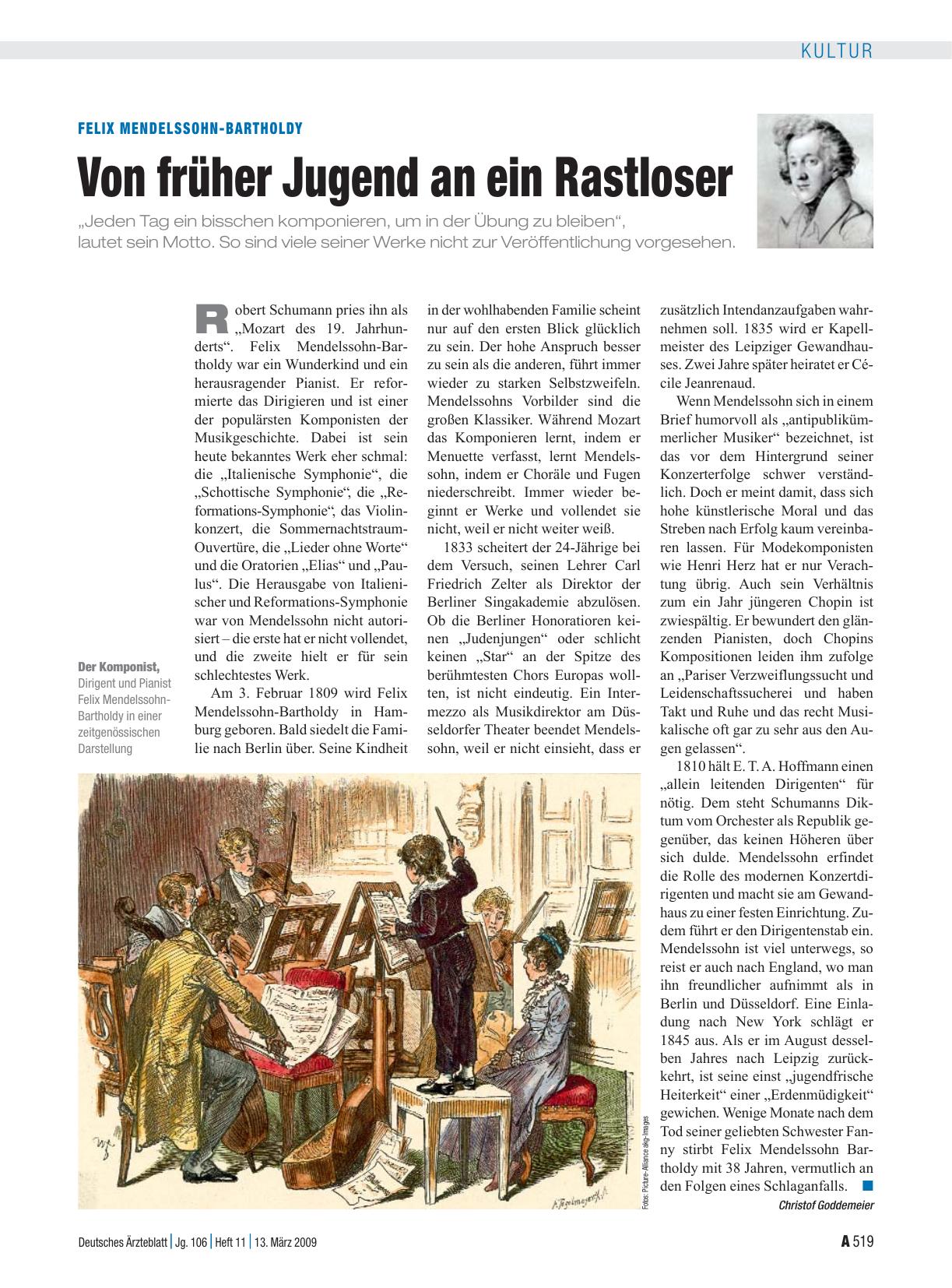 Vorschauseite 1: Felix Mendelssohn-Bartholdy: Von früher Jugend an ein Rastloser