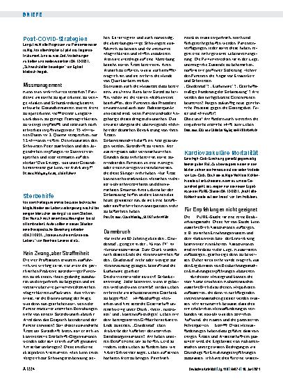 Vorschauseite 1: Sterbehilfe: Kein Zwang, aber Straffreiheit
