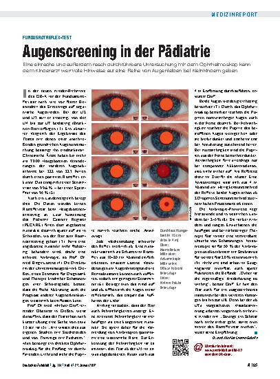Vorschauseite 1: Fundusrotreflex-Test: Augenscreening in der Pädiatrie