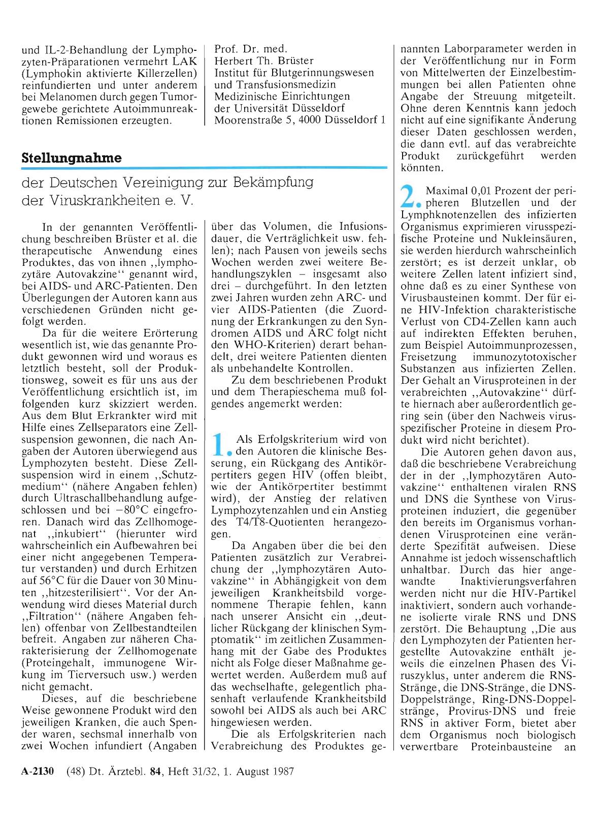 Vorschauseite 1: Stellungnahme der Deutschen Vereinigung zur Bekämpfung der Viruskrankheiten e. V.