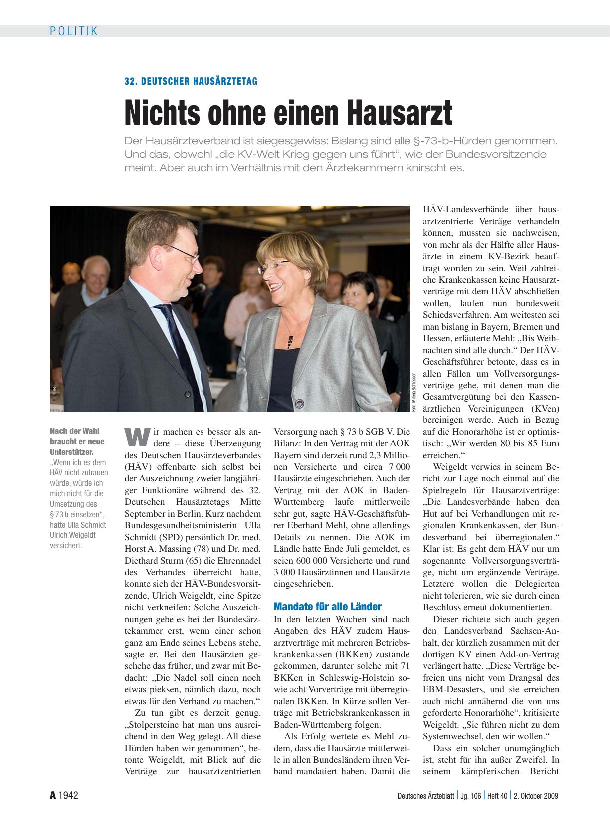 Vorschauseite 1: 32. Deutscher Hausärztetag: Nichts ohne einen Hausarzt