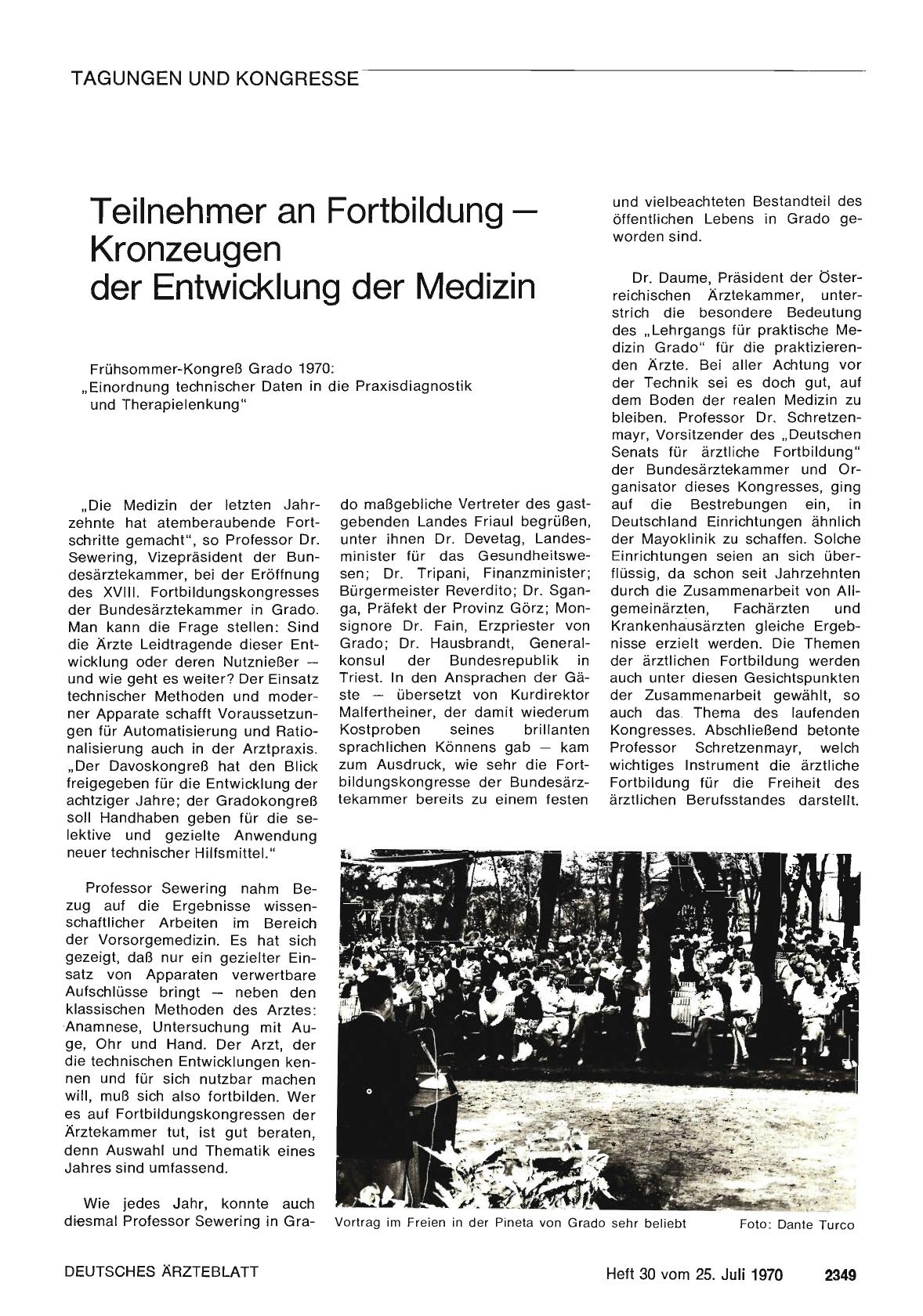 Vorschauseite 1: Teilnehmer an Fortbildung — Kronzeugen der Entwicklung der Medizin